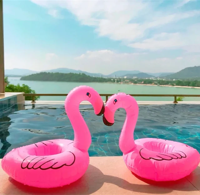 Uniqhia Inflatable Drink Holders 12 Pack- 6 Pcs Pink Flamingo 4 Pcs Pineapple and 2 Pcs Palm Trees Drink Float - Float Your Drinks in Style