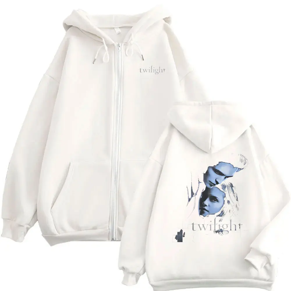 Twilight Saga Vampire Robert Pattinson Edward Cullen and Bella Zipper Hoodie Men Women's Casual Vintage Oversized Zip Up Jacket