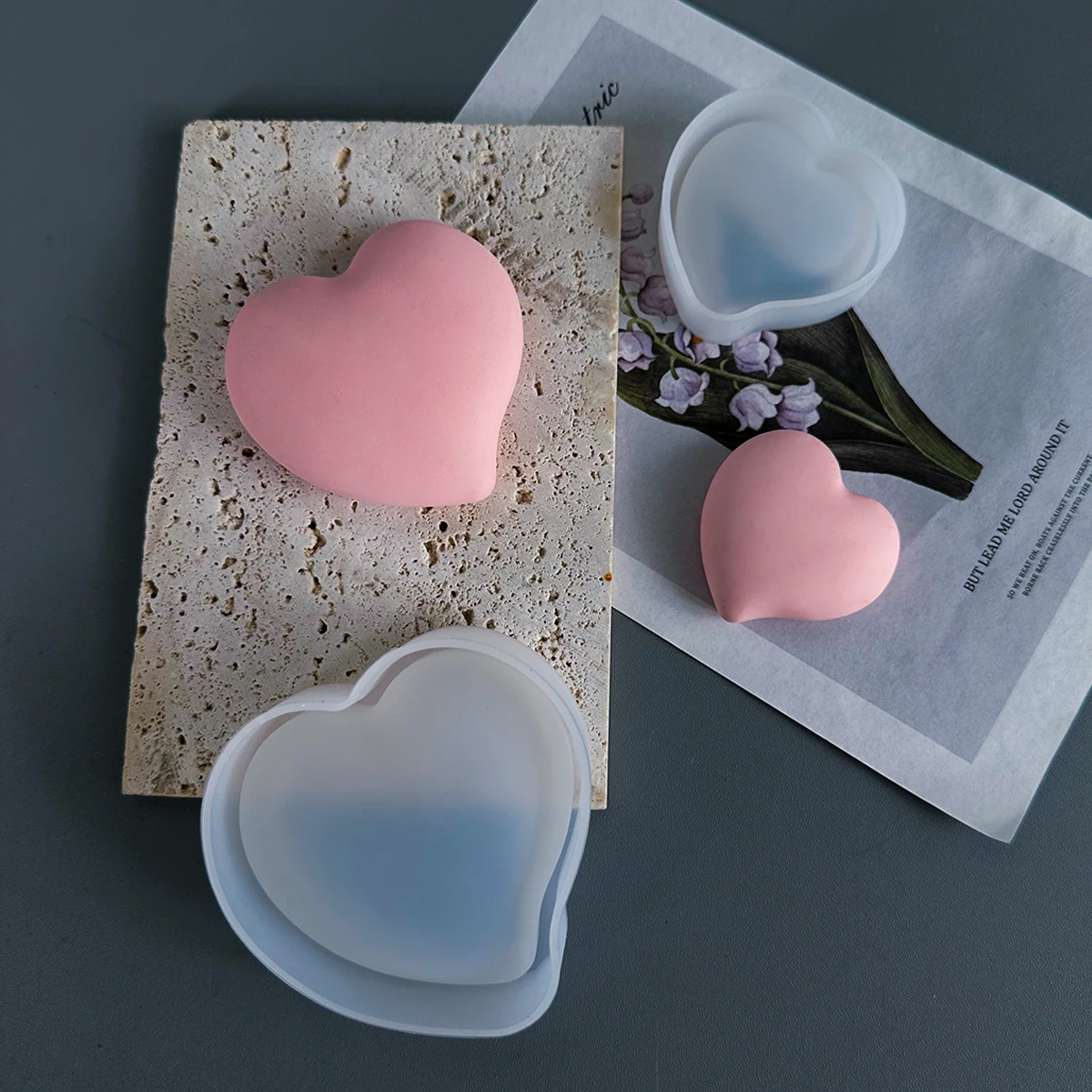 Silicone Mold Heart Shaped Soap Making DIY epoxy resin Candle Material Kit Craft Supplies Home Decor