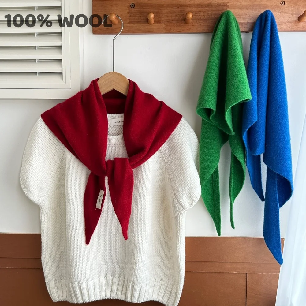 Women Wool Winter Scarf Warm Triangle Knit Scarves Hijab Solid Lady Shawl Wrap Pashmina Bandana Head Scarfs