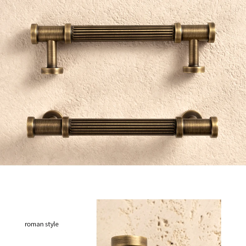 solid brass cabinet hardware ribbed drawer handle
