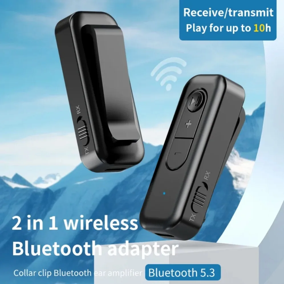 블루투스 5.3 Aux 어댑터 무선 동글 3.5mm 잭 핸즈프리, TV PC 스피커 자동차 블루투스 오디오 리시버 송신기, 2 in 1
