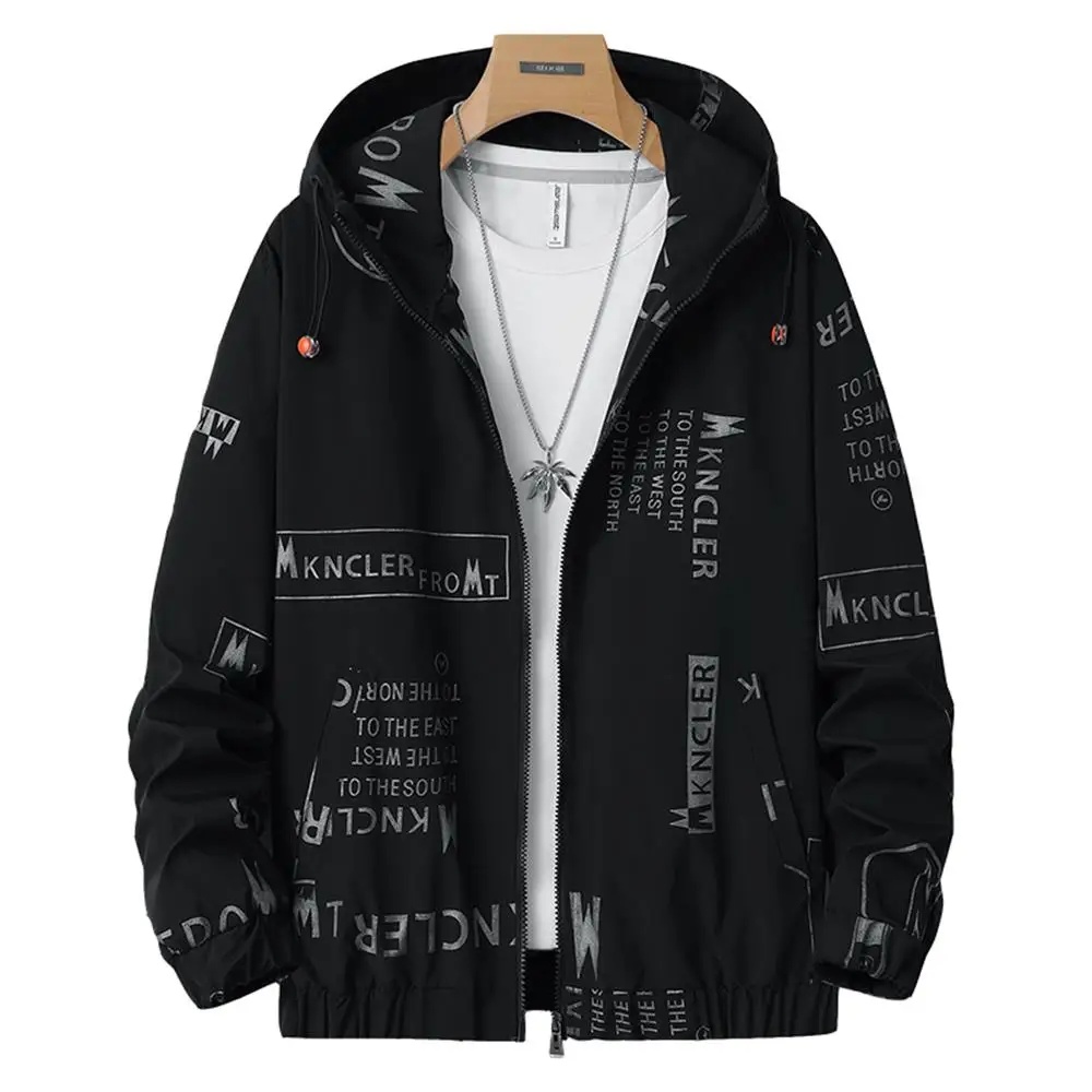 

WOODVOICE 2023 New Jacket Mens Short Paragraph Spring and Autumn Loose Hooded Jackets Male Streetwear Bomber Jacket for Men