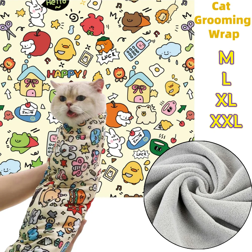 Cat Grooming Wrap Self-Adherent Cat Swaddle Burrito Wrap Anti-Bite Anti-Scratch Anti-Escape for Medicine Nail Clipping Pet Tool 6
