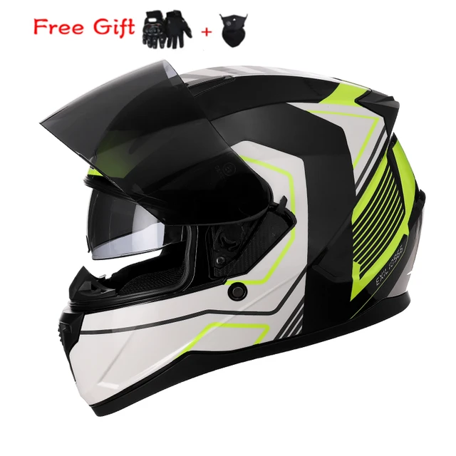 Casco Integral de motocicleta para hombre, visera doble, para Motocross,  Scooter - AliExpress