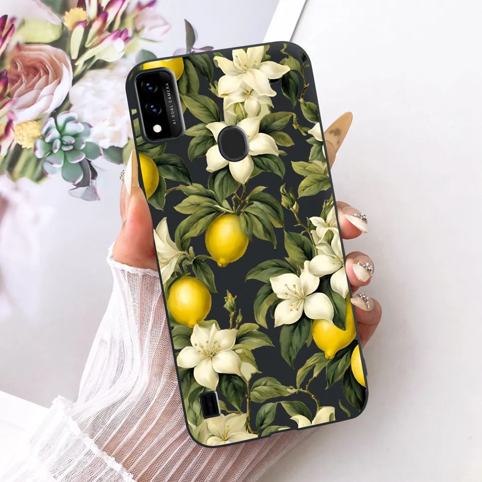 Charming Floral Butterfly Cat Black Silicone Phone Case
