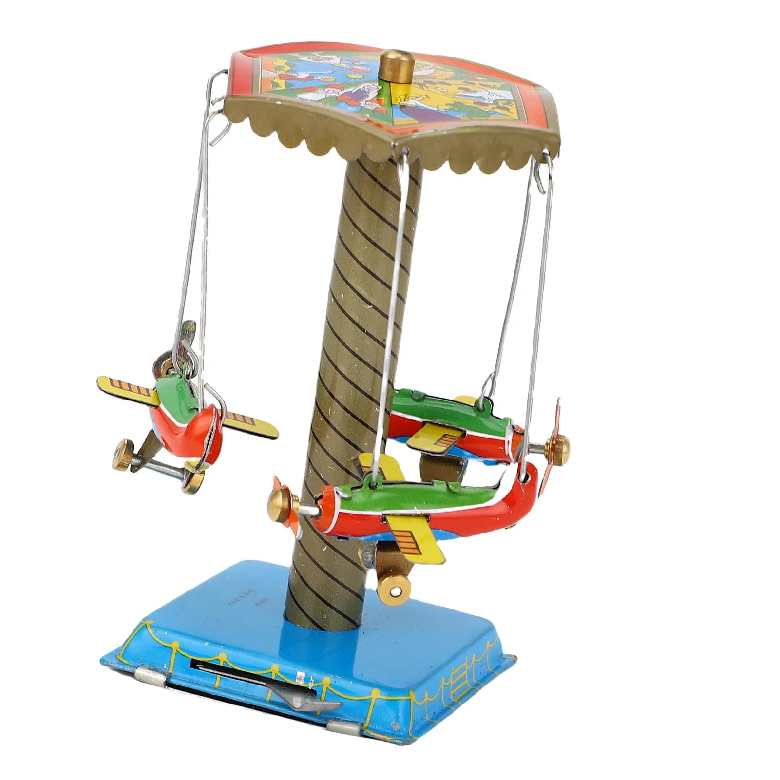 Collectible Tin  Airplane Carousel MM089 Retro Nostalgic Clockwork Spring Rotating Plane Figurine Aircraft Tin Plane Carousel