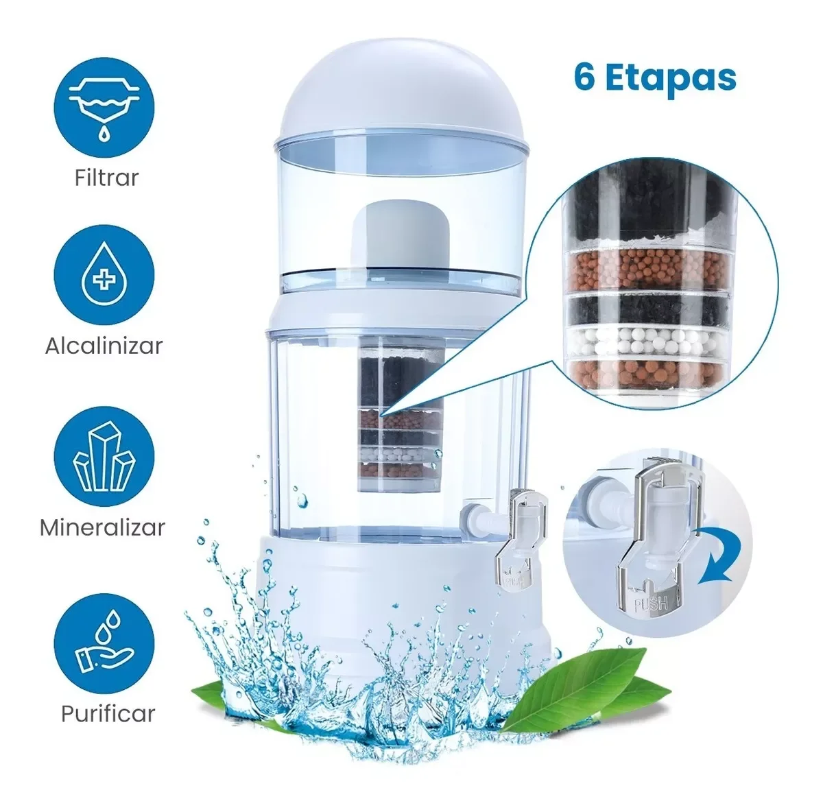 16L Purificateur d'eau avec robinet Système de filtration --SEC