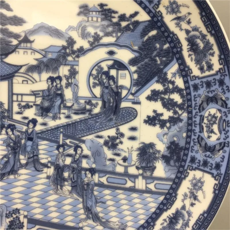 Jingdezhen Antique Porcelain Blue And White Figures Porcelain Decor Plate Ornament Chinese Home Study Decoration Ornament ZF277 5