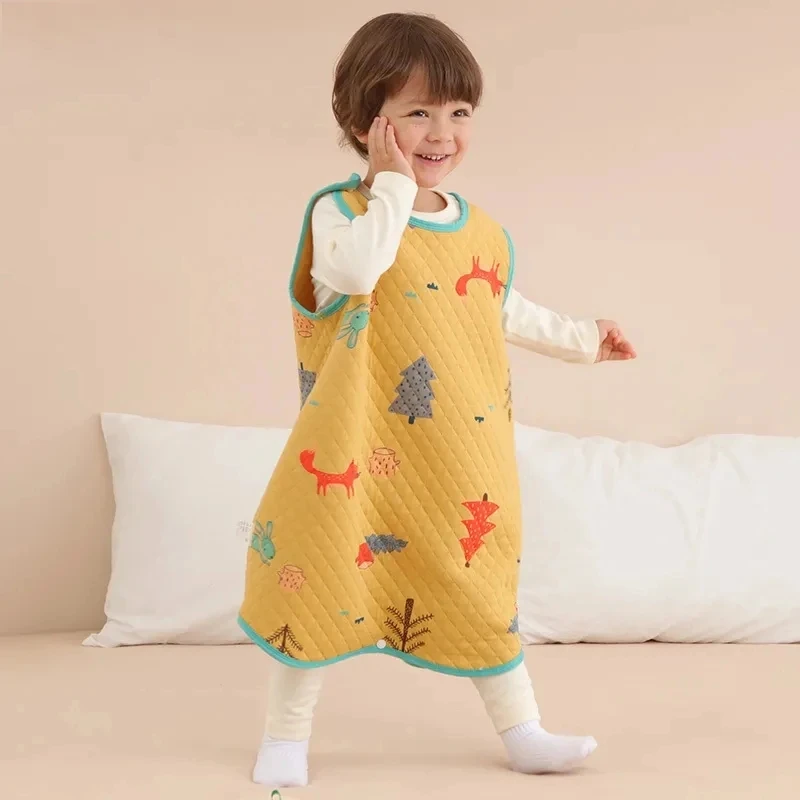 Kids Pajamas Spring Autumn Vest-style Baby Sleeping Bag Cartoon Boys Girls Homewear Cotton Newborn Sleeping Bag Thickened Children's Pajamas