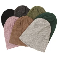 Geebro Winter Women Casual Solid Color Striped Skullies Beanies Femme Soft Slouchy Knitted Ribbed Caps Ladies Baggy Knit Hats 1