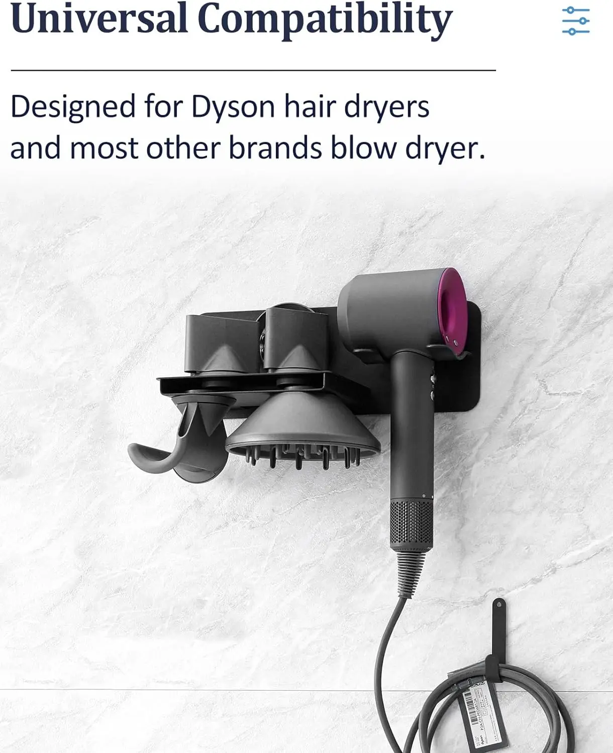 Hair Dryer Holder Wall Mount for Dyson HD08, Supersonic Airwrap Hair Dryer Metal Blow Dryer Stand Storage for Bathroom Organizer 2