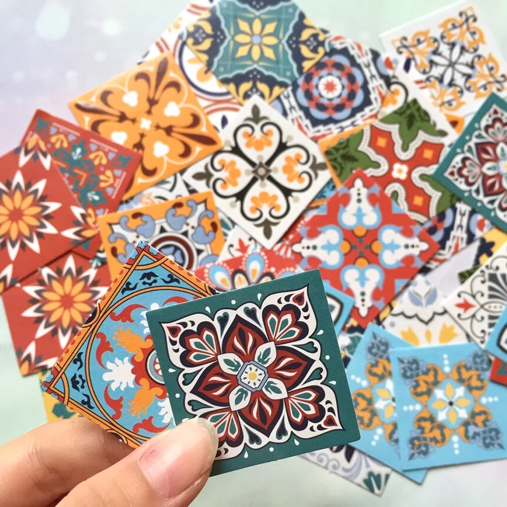 

46pcs/pack Retro Boho Mexican Ceramic Tile Stickers for Notebook, Planner, Journal, Phone, Laptop DIY Craft Decoration