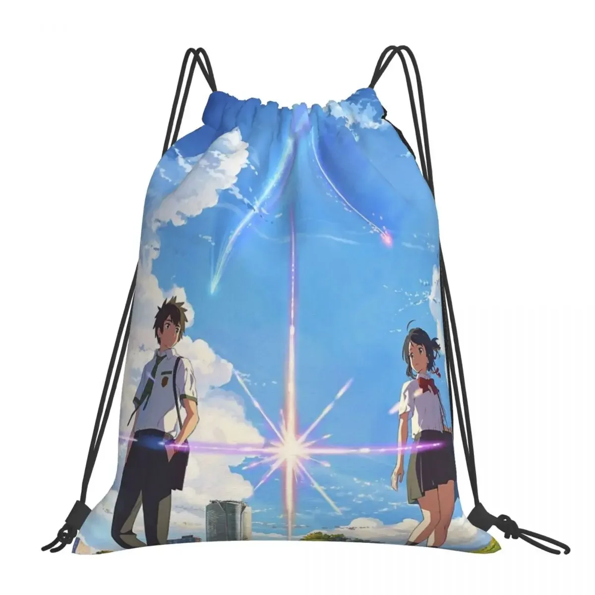 

Kimi No Na Wa Your Name Front Textless Best Res Backpack Portable Drawstring Bags Drawstring Bundle Pocket Shoes Bag For Travel