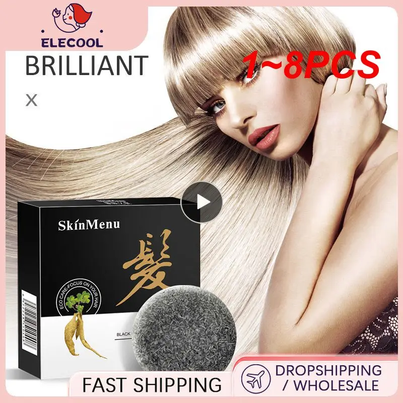 

1~8PCS Shampoo Bar Natural Hair Soap For Hair Regrowth Scalp Care Dandruff Minimization Ginseng Extract Essential Hair