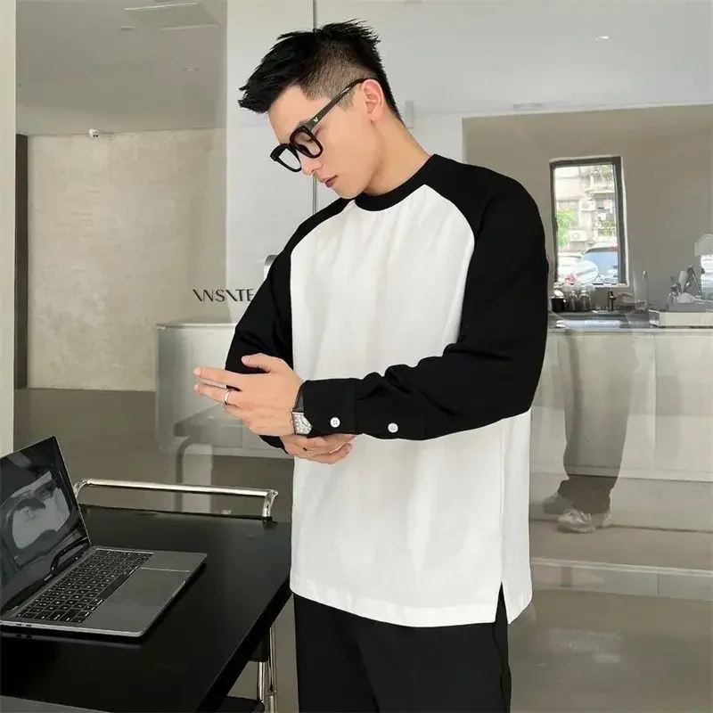 thumbnail image 1 of Camiseta con botones en la parte superior para hombre, jersey de negocios, ropa para hombre, empalmada, formal, de una pieza, nueva, social, manga larga, alta calidad, F It, 1 of 4