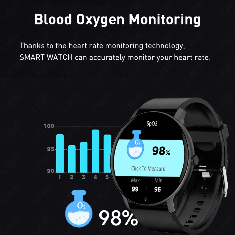 LIGE Nuovo Smartwatch con Schermo Touch Completo, Braccialetto Fitness Sportivo Impermeabile, Chiamate Bluetooth, per Uomini e Donne, Compatibile con Android e iOS - immagine 3