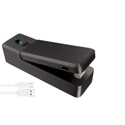 Rechargeable Portable Mini Bag Sealer & Cutter for Plastic Bags - Ideal for Snacks and Outdoor Picnics (1 pack black)