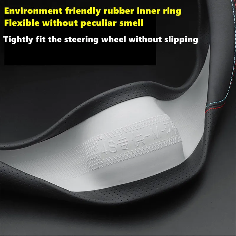 Cubierta de cuero Real para volante de coche, accesorio Interior para Tesla modelo 3 Y 2019, 2020, 2021, Nappa, 4 estaciones, 36-39 CM de diรกmetro