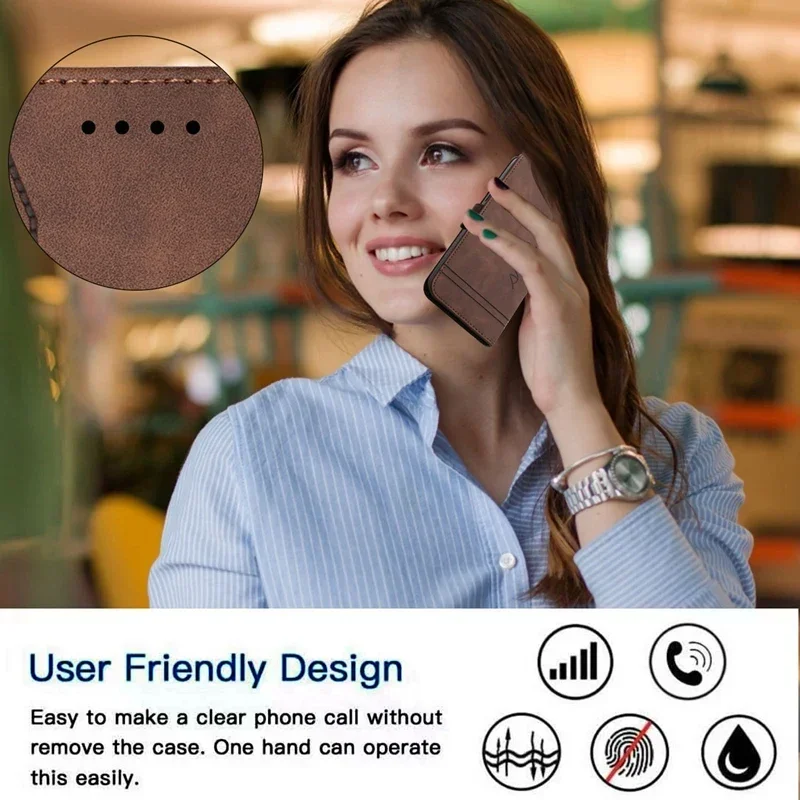 Matte Leather Wallet Case for Redmi Note 14 14 Pro Note 13 Pro Redmi 12 11 10 9 14C 13C 12 12C 10 for Leather Wallet Case