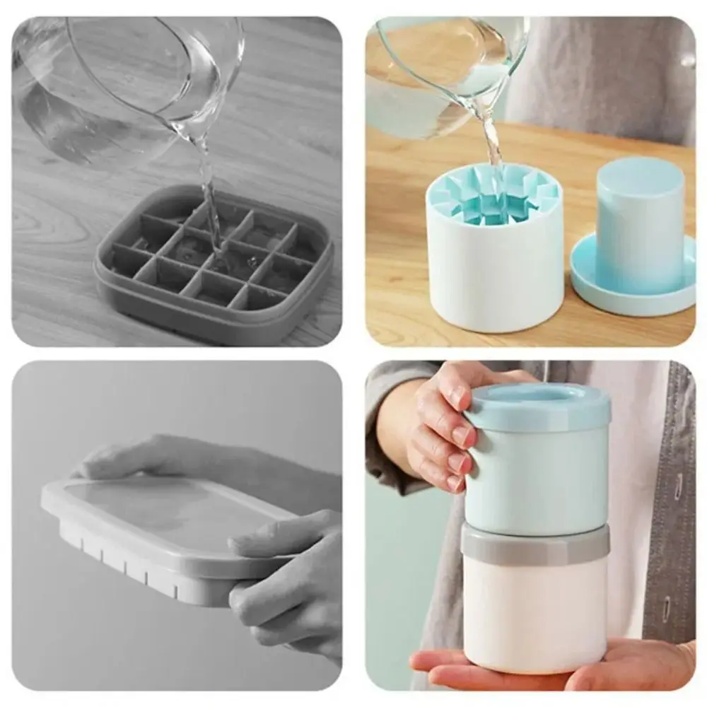 Portable Silicone Ice Cube Mold Quick Freeze Reusable Ice Bucket Cylinder Ice Cube Tray Summer DIY Refrigerator Freeze Ice Maker