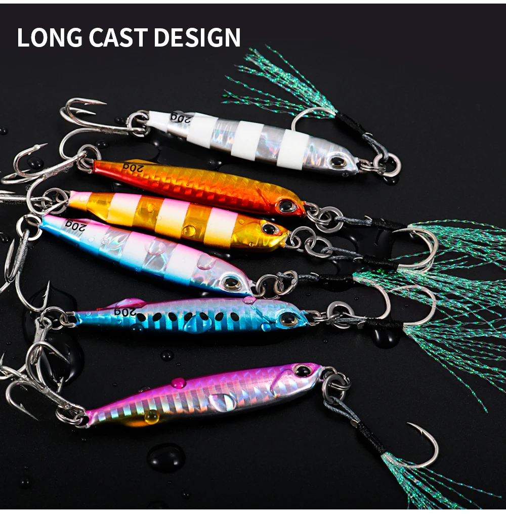 JIGGING PRO Drag Metal Cast Metall-Jig 20g 40g Leuchtender Weitwurf-Küstenjig für Salzwasser-Angeln auf Seebarsch – Detail 6