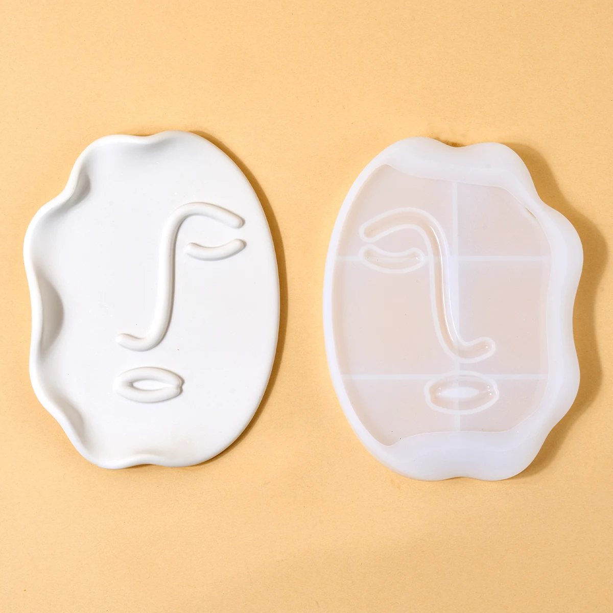 Nordic Design Tray Silicone Mold DIY Abstract Human Face Plaster Epoxy Resin Jewelry Storage Plate Molds Home Decor Craft Gifts Silicone Mold
