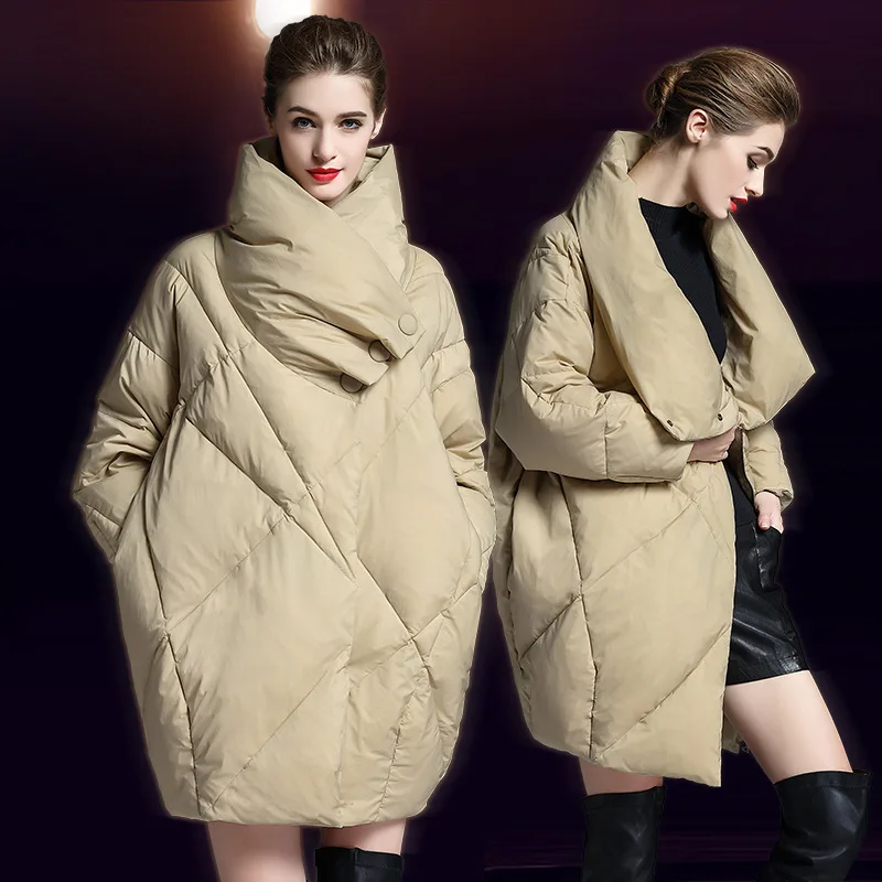 

Plus size loose and thickened down jacket women's short white duck down mid-length 2023 new fashion down jacket