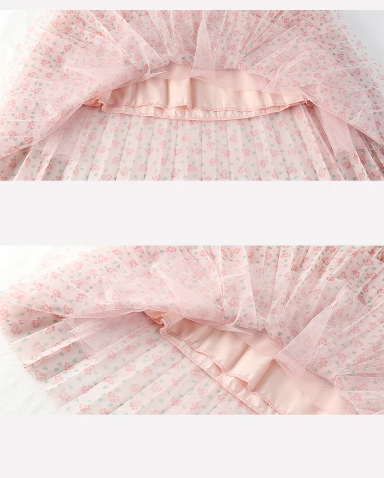 Pleated Printed Mesh Skirt Women's 2022 Spring New High-waisted Thin Mid-length Large Swing Fairy Chiffon Skirt tutu skirt