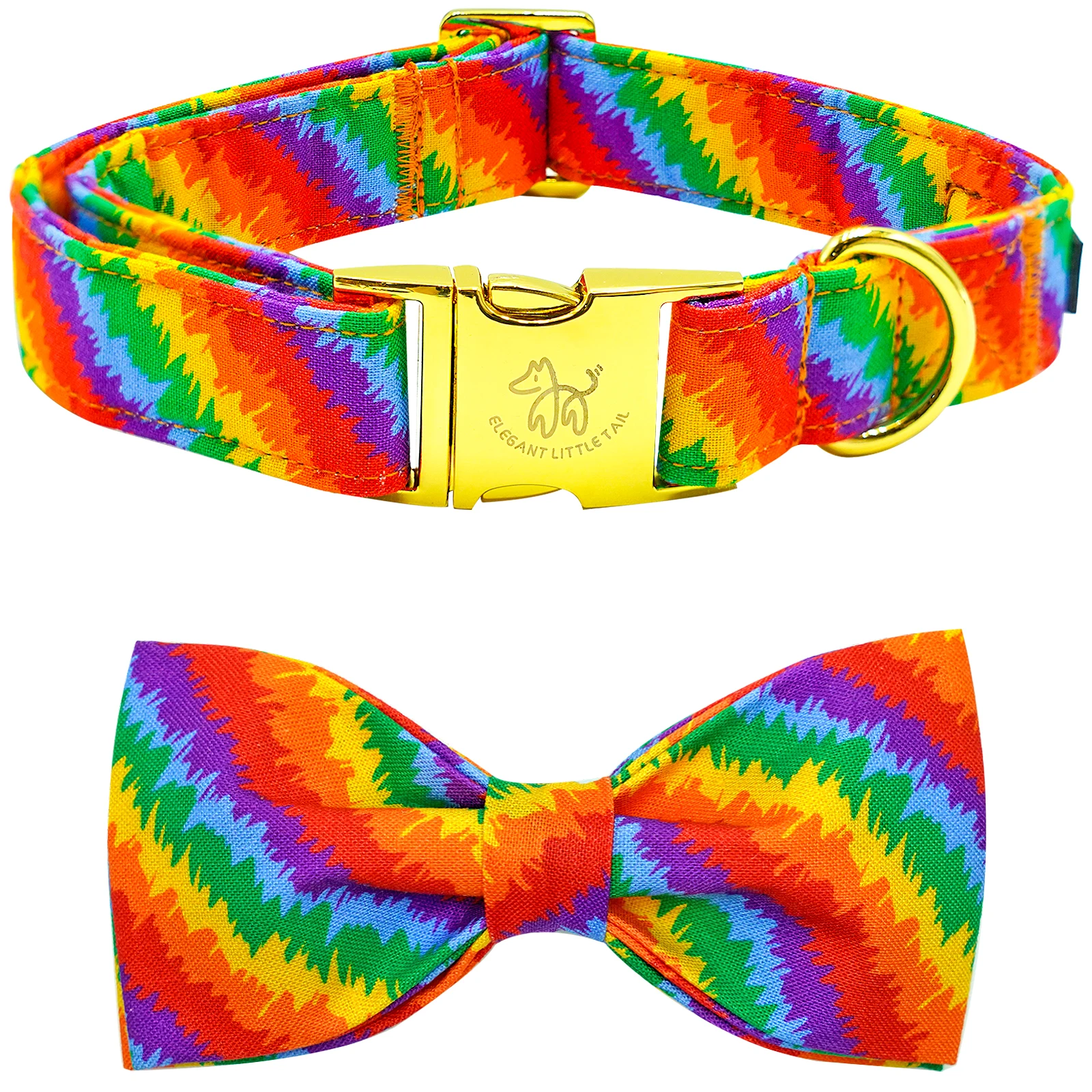 Elegant little tail Dog Collar, Rainbow Dog Collar Pet Collar LGBT for Pride Month Pet Collar Dog Girl Boy Adjustable