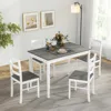 Dining Table Set for 4, Farmhouse Solid Wood Dinette Set w/Rubber Wood Legs, Mid-Century Modern Dining Table and Chairs 2