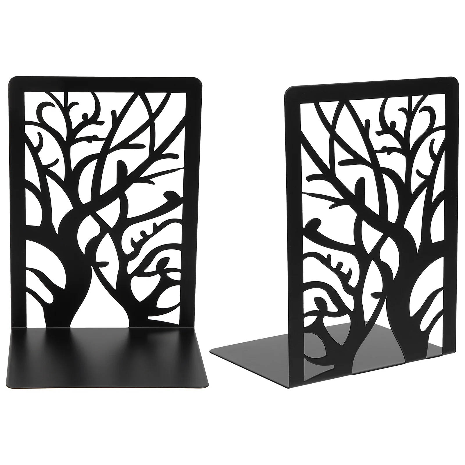 

2 Pcs Books Black Metal Bookends Table Top Bookshelf Reading Organizer Iron for Shelves