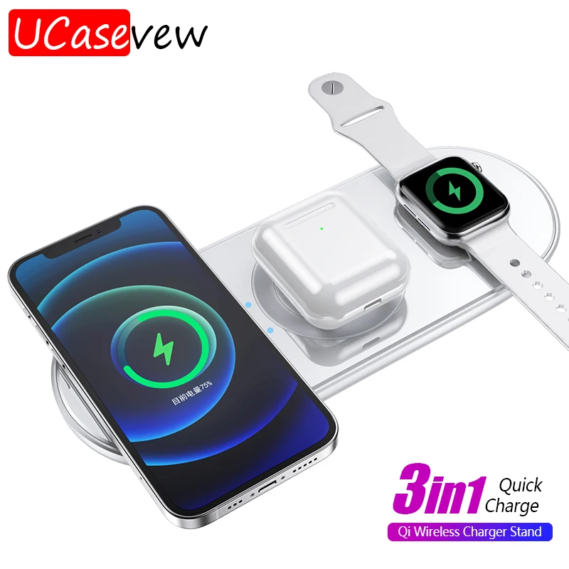 

3 in 1 Wireless Charger Pad 15W Fast Charging For iPhone 14 13 12 11 Pro Max Xs Xr X 8 For Apple Watch 6 5 4 3 2 AirPods 2 Pro