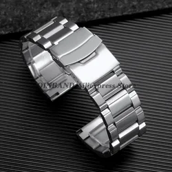 Stainless Steel Folding Buckle Watch Band Strap - Universal Men's Sport Bracelet - 22mm (Silver)