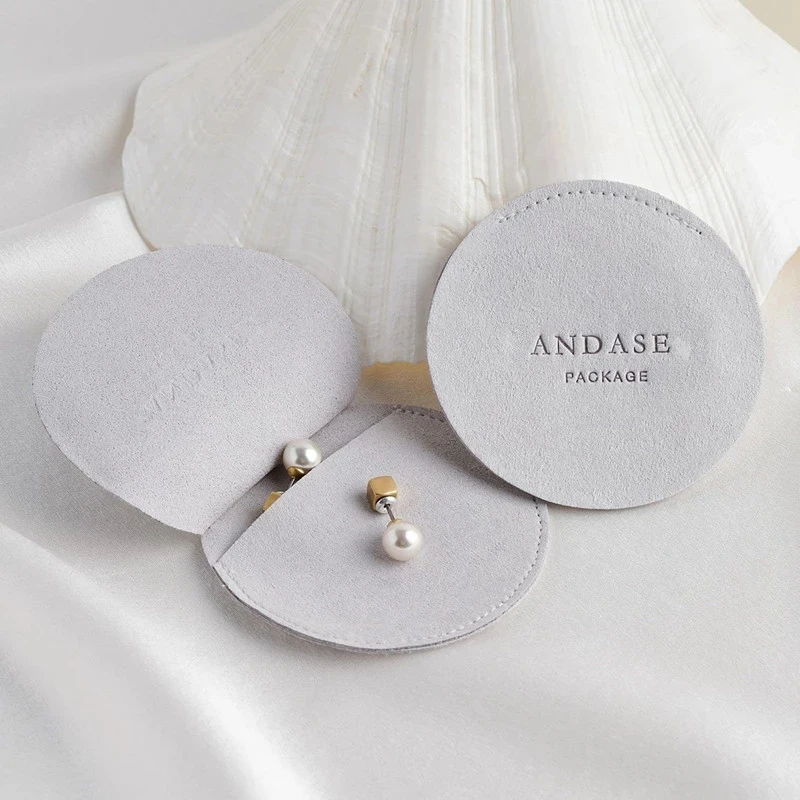 50pcs Round Microfiber Jewelry Pouch Personalized Jewelry Bags with Custom Logo Round Envelope Bag Jewelry Packaging Pouch