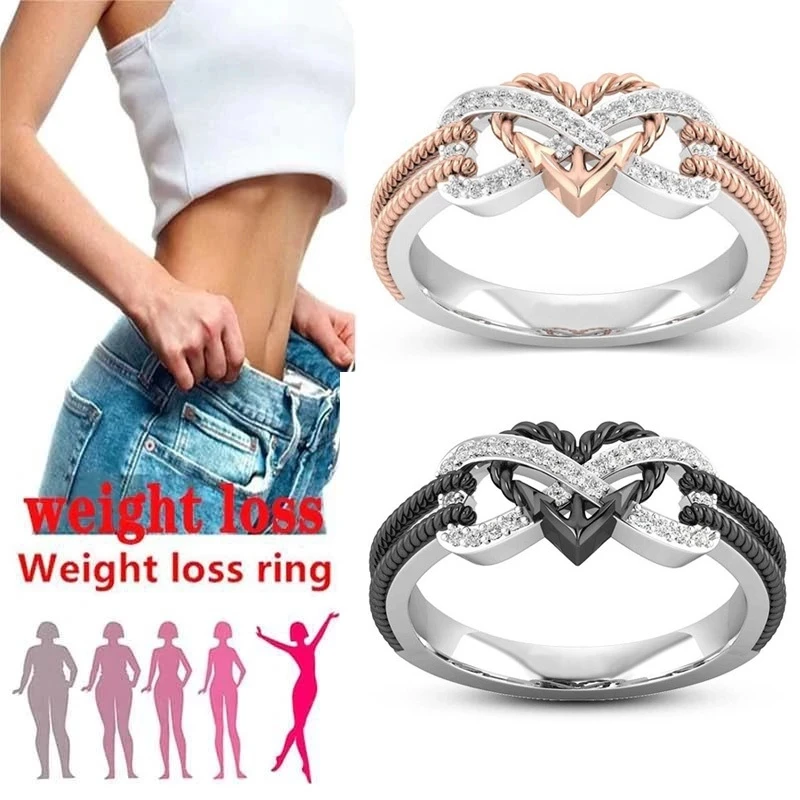 Black Rose Gold Color Heart Rings For Women Weight Loss Ring