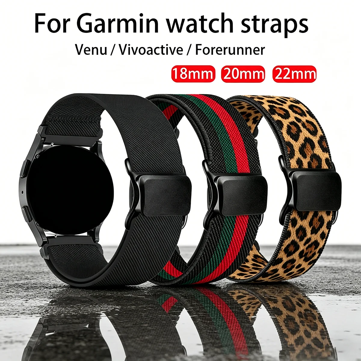 Versatile Sport Band Bracelet Strap Accessory - 18mm, 20mm, 22mm Sizes