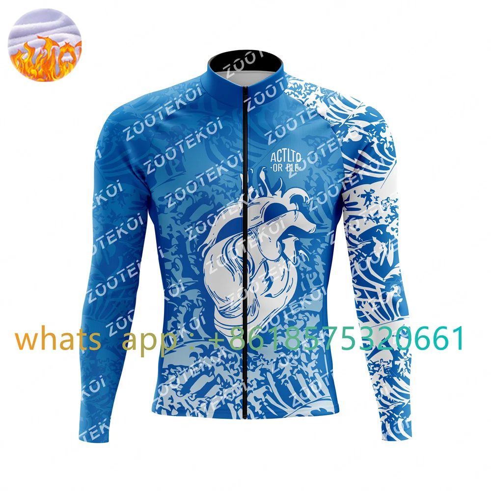 

Actlto Or Dle Team Cycling Jersey Men Winter Thermal Fleece Bike Clothing Triathlon Long Sleeve Jacket Maillot Ciclismo Hombre
