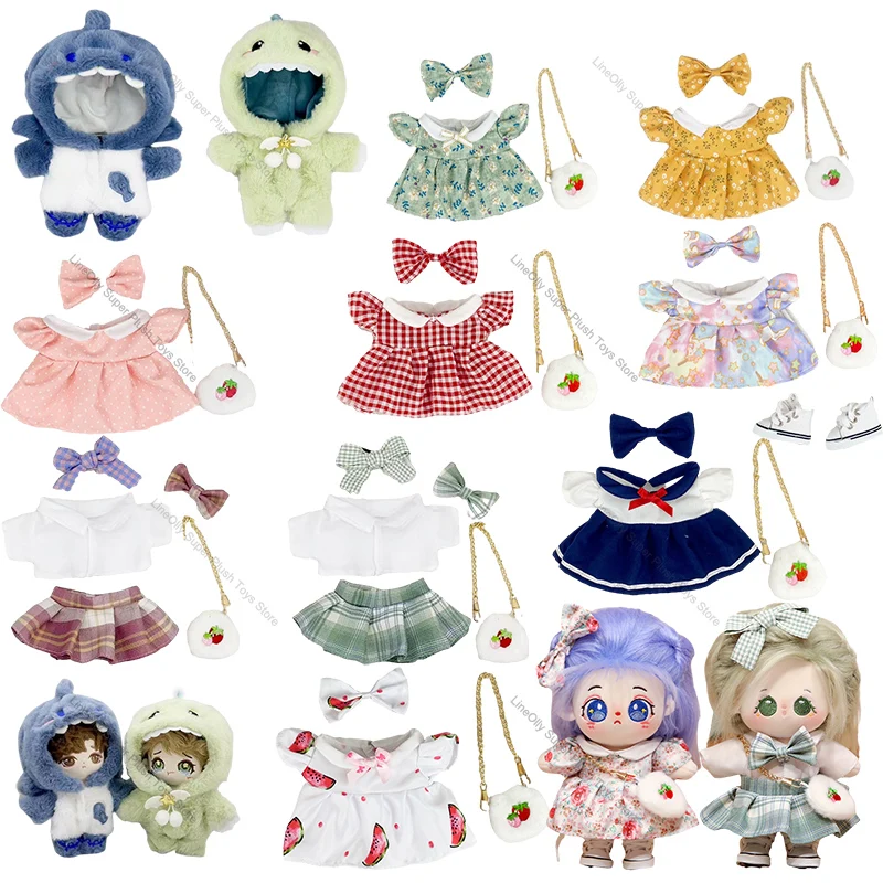 Kawaii Idol Doll with Clothes for 20cm Cute Anime Star Stuffed Soft Plush Cotton Doll Toys for Kids Girls Fans Collection Gifts