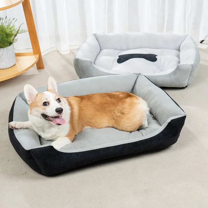 Dog Bed Bone Shape Washable Non Slip Winter Warm Small Medium Large