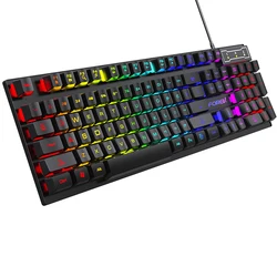Ergonomic RGB Backlit Wired Gaming Keyboard with 104 Mechanical - Feel Keys (1PC Keyboard)