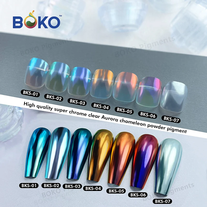 BOKO 0.3g Nail Aurora Powder Fairy Fine Mirror Effect Chrome Rubbing Dust Pigment DIY Manicure Decor