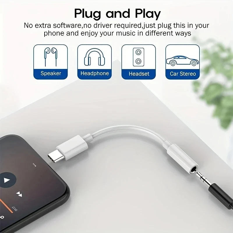 Type C To 3.5mm Aux Cable Adapter USB Type C 3.5 Jack Earphone Adapter Converter For iPhone 15 14 Pro Samsung Galaxy S24 Xiaomi type c to 3.5mm adapter