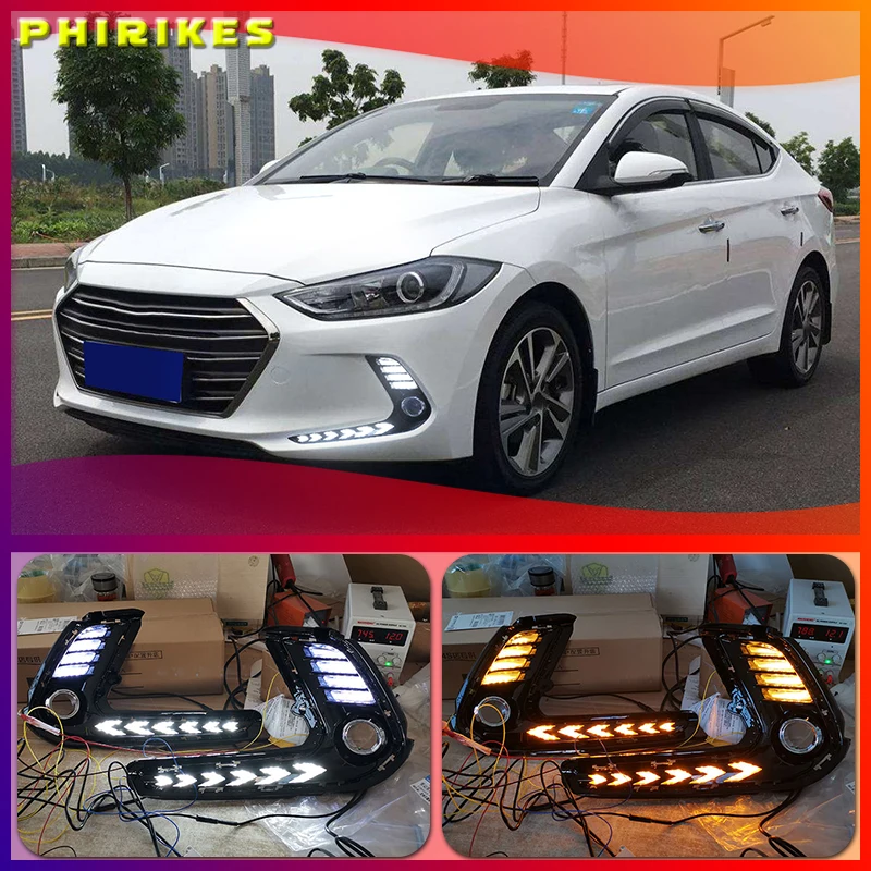 

2 шт. для Hyundai Elantra 2016 2017 2018 светодиодный Автомобильные дневные ходовые огни Дневные огни водонепроницаемые сигнальные лампы s