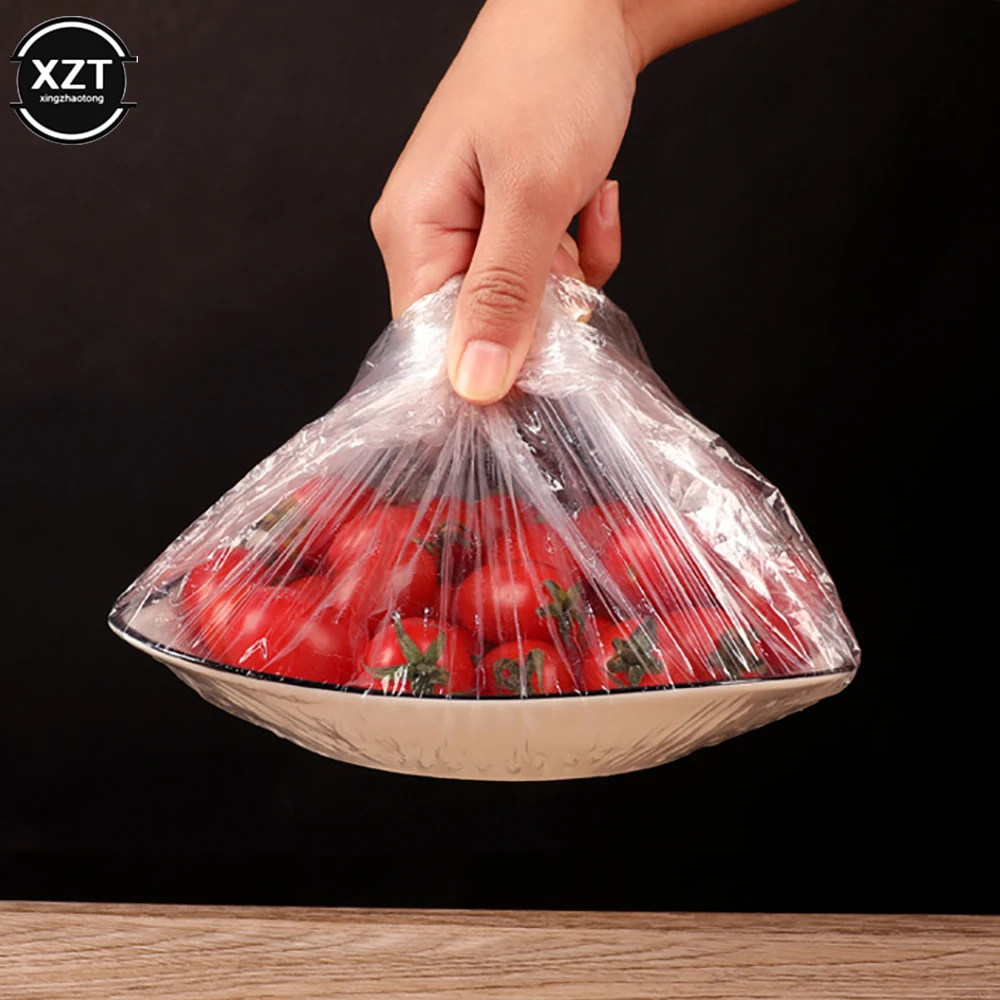 

Одноразовое покрытие для пищевых продуктов 100 шт., полиэтиленовый пакет для пищевых продуктов, растягивающийся Защитный флип для холодильника, пылезащитные чашки, чашки, пакеты