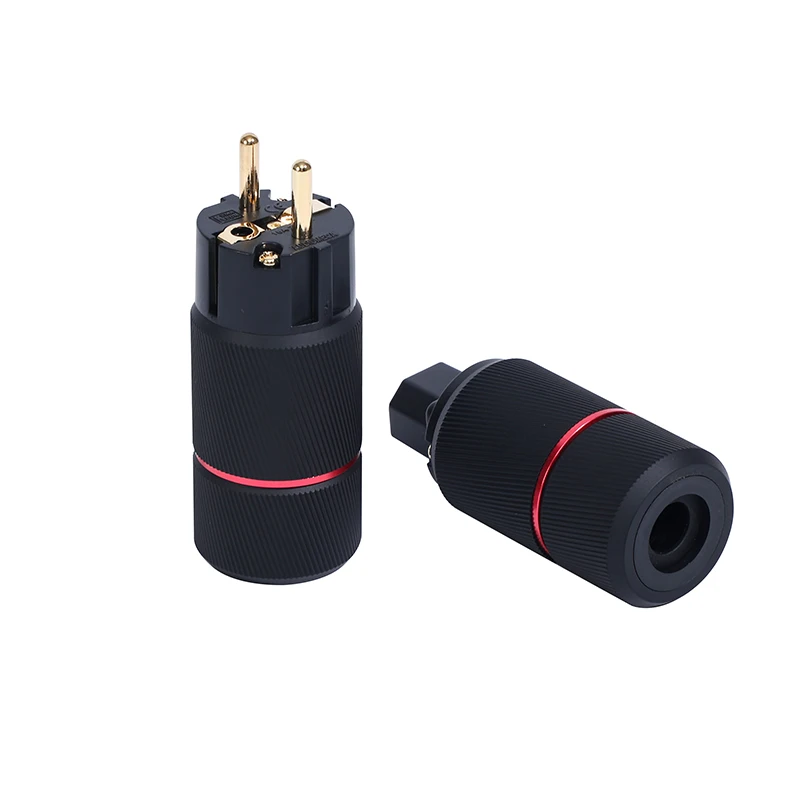 Pure copper gold-plated US EU power plug can be installed with 10-18mm wire diameter AUDIOMECA