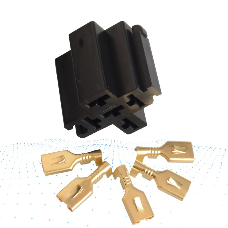 1Set Car Auto Vehicle 5 Pin Relay Socket Holder with 5Pcs 6.3mm Copper
