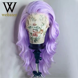 Webster Long Body Wave Synthetic Lace Front Wig Side Part Purple Lace Front Wig for Black Women Natural Hairline Cosplay Wigs