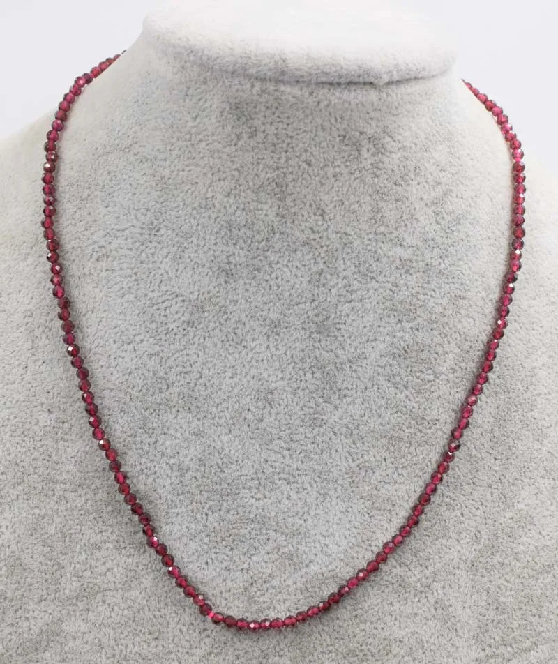 

wow!red garnet faceted round 3mm chocker necklace 16inch wholesale beads