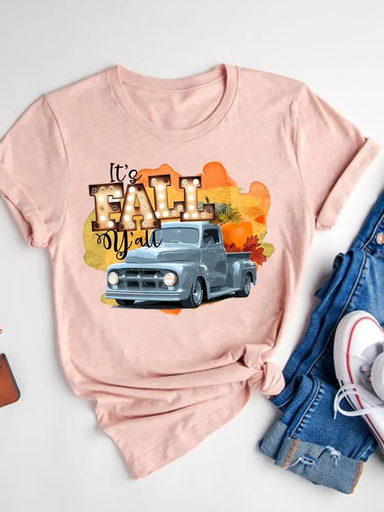 Halloween Fall Autumn T-shirt Ladies Thanksgiving Love Pumpkin Spice Basic Tee Top Clothes Women Graphic Print T Shirt173_voghion.com